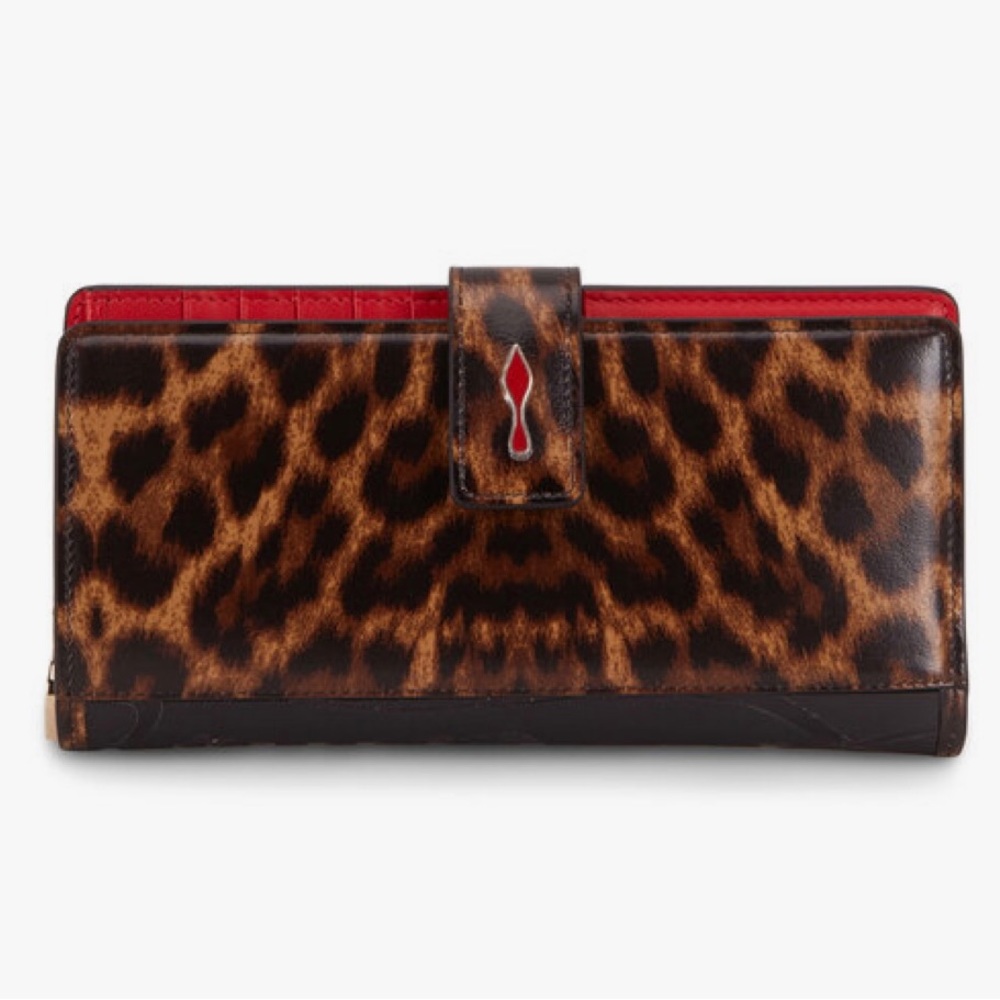 Christian Louboutin Brown and Red Leopard Print Wallet